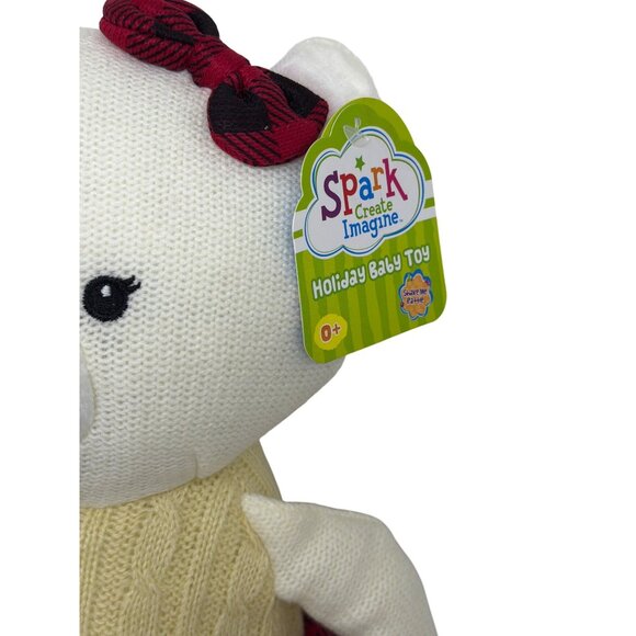 NWT Spark Create Imagine Knit Teddy Bear Plush 0+ Baby Toy Holiday Plaid Skirt - Picture 3 of 5